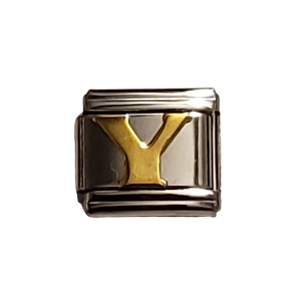 Italian Charm Bracelet Alphabet Letter Link - LETTER "Y" - Picture 1 of 1